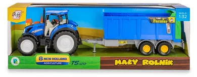 Daffi, Mały Rolnik, New Holland T5, traktor z rozrzutnikiem obornika, 1:32