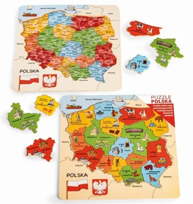 Daffi, Mapa Polski, puzzle drewniane, 16 elementów