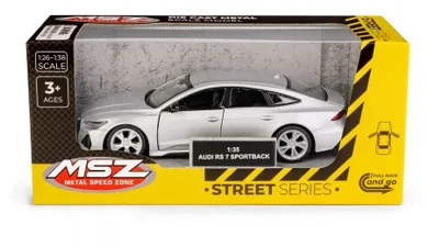 Daffi, MSZ, Audi RS 7 Sportback, pojazd, model metalowy, srebrny, 1:35