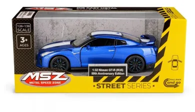 Daffi, MSZ, Nissan GT-R (R35) 50th Anniversary Edition Silver, pojazd, model metalowy, niebieski, 1:32