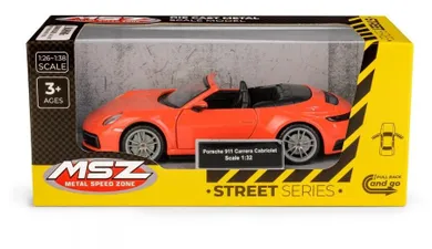 Daffi, MSZ, Porsche 911 Carrera Cabriolet, pojazd, model metalowy, pomarańczowy, 1:32