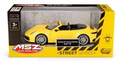 Daffi, MSZ, Porsche 911 Carrera Cabriolet, pojazd, model metalowy, żółty, 1:32