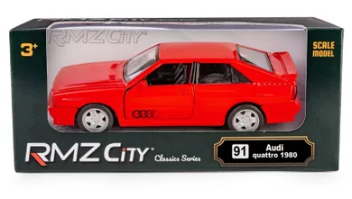 Daffi, RMZ City, Audi Quattro Coupe 1980-1991, pojazd, model metalowy, czerwony, 1:35