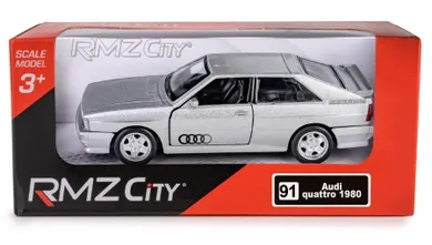 Daffi, RMZ City, Audi Quattro Coupe 1980-1991, pojazd, model metalowy, srebrny, 1:35