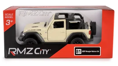 Daffi, RMZ City, Jeep Wrangler Rubicon 2021, Convertible, pojazd, model metalowy, beżowy, 1:35