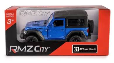 Daffi, RMZ City, Jeep Wrangler Rubicon 2021, Hard Top, model metalowy, niebieski, 1:35