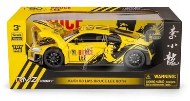 Daffi, RMZ Hobby, Audi R8 LMS Bruce Lee, pojazd, interaktywny model metalowy, żółty, 1:32