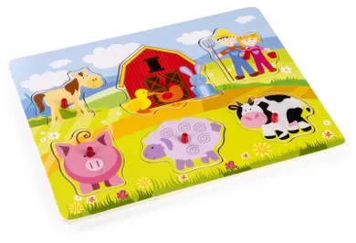 Daffi, układanka drewniana rączką, farma, 6 elementów