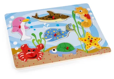 Daffi, układanka drewniana z rączką, zwierzęta morskie, 7 elementów