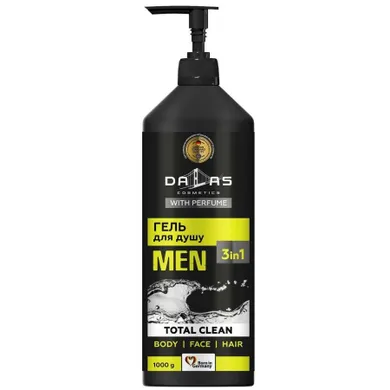 Dalas, Men, żel pod prysznic 3w1, Total Clean, 1000g