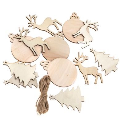 Dalprint, drewniane zawieszki świąteczne, 12 szt.