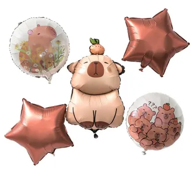 Dalprint, kapibara i gwiazdka, balony foliowe, matowe, 5 szt.