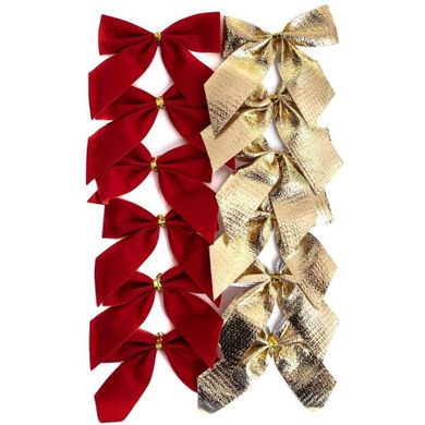 Dalprint, kokardki dekoracyjne czerwone, złote, 12 szt.