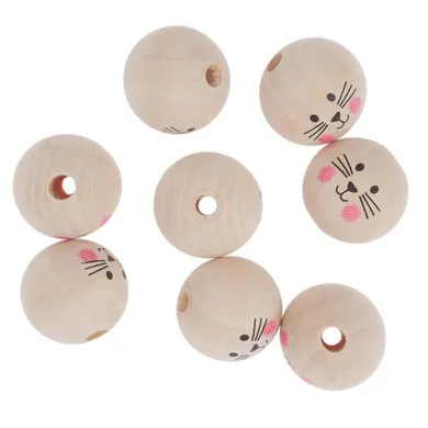Dalprint, koraliki drewniane, kotek, 3 cm 8 szt.