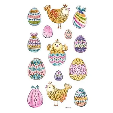 Dalprint, naklejki z kryształkami, jajka i kurki, 14 szt.