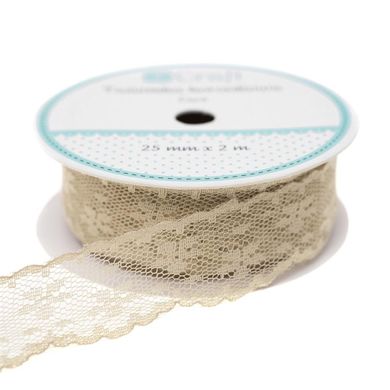Dalprint, tasiemka koronkowa, beżowa, 2,5 cm x 2m