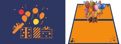 DaVinci, karnet z kopertą Pop-Up, 12-18 cm, Balony