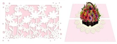 DaVinci, karnet z kopertą Pop-Up, 12-18 cm, Kosz z kwiatami