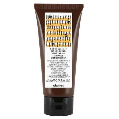 Davines, Naturaltech Nourishing Vegetarian Miracle Conditioner, nawilżająca odżywka do włosów suchych i zniszczonych, 60 ml