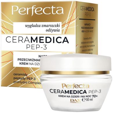 Dax, Perfecta Ceramedica PEP-3 70+, naprawczy przeciwzmarszczkowy krem na dzień i na noc, 50 ml