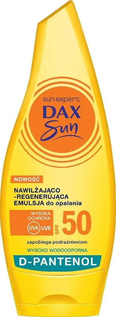 Dax, Sun, emulsja do opalania nawilżająco-regenerująca, SPF50 z d-pantenolem, 175 ml