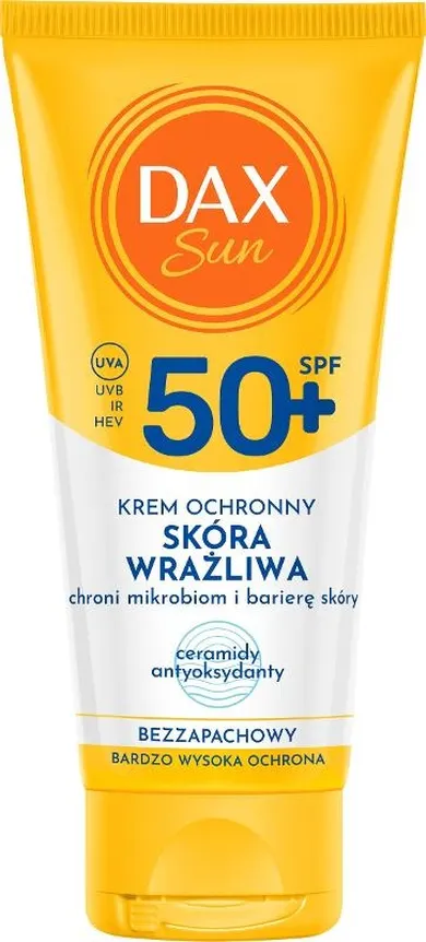 Dax Sun, krem ochronny do twarzy dla skóry wrażliwej, SPF 50+, ceramidy, 50 ml