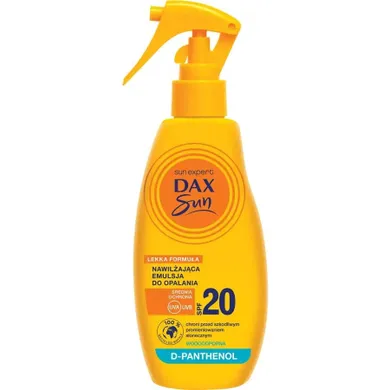Dax Sun, nawilżająca emulsja do opalania w sprayu z D-pantenolem SPF20, 200 ml