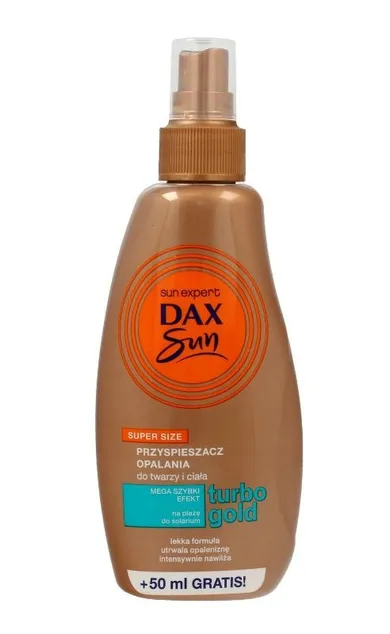 Dax Sun, przyspieszacz opalania do twarzy i ciała, turbo gold, spray, 200 ml