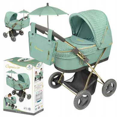 Decuevas, głęboki wózek dla lalek z torbą i parasolką, Capriccio