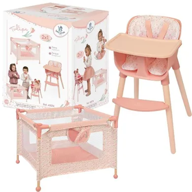 Decuevas, krzesełko do karmienia i łóżeczko dla lalek 2w1