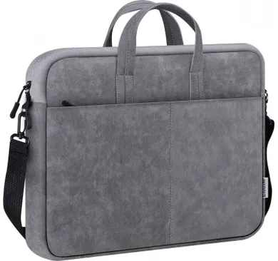 Defender, Solid Leather, torba na laptopa 15,6", szara