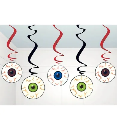 Dekoracja, świderki z oczami, halloween, 5 szt.