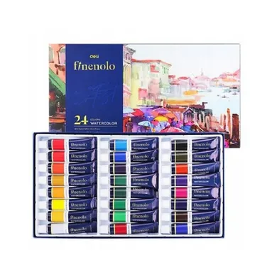 Deli, Finenolo, farby akwarelowe, 24 kolory, 12 ml