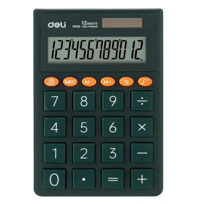 Deli, kalkulator kieszonkowy, butelkowa zieleń, 12 cyfrowy wyświetlacz