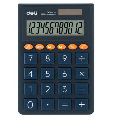Deli, kalkulator kieszonkowy, granatowy, 12 cyfrowy wyświetlacz