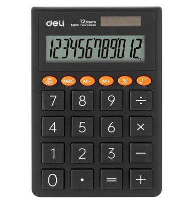 Deli, kalkulator kieszonkowy, szary, 12 cyfrowy wyświetlacz