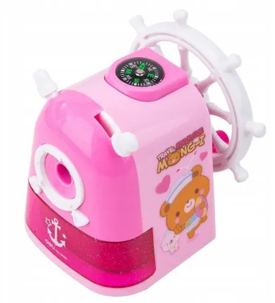 Deli, temperówka ręczna na korbkę, Boats, różowa, 1 szt.