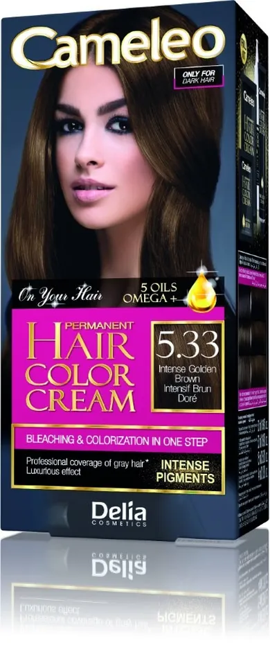 Delia Cosmetics, Cameleo HCC, farba permanentna Omega+, nr 5.33 Intense Golden Brown