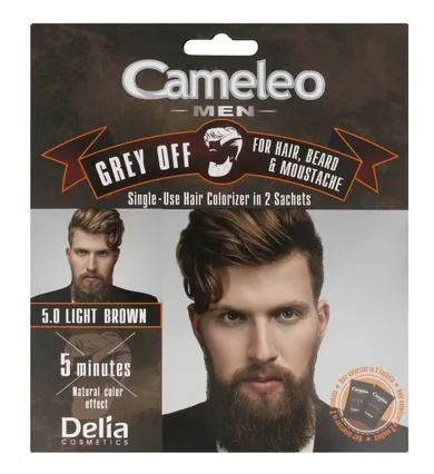 Delia Cosmetics, Cameleo Men, krem koloryzujący do włosów, brody i wąsów, 5.0 light brown, 2-15 ml