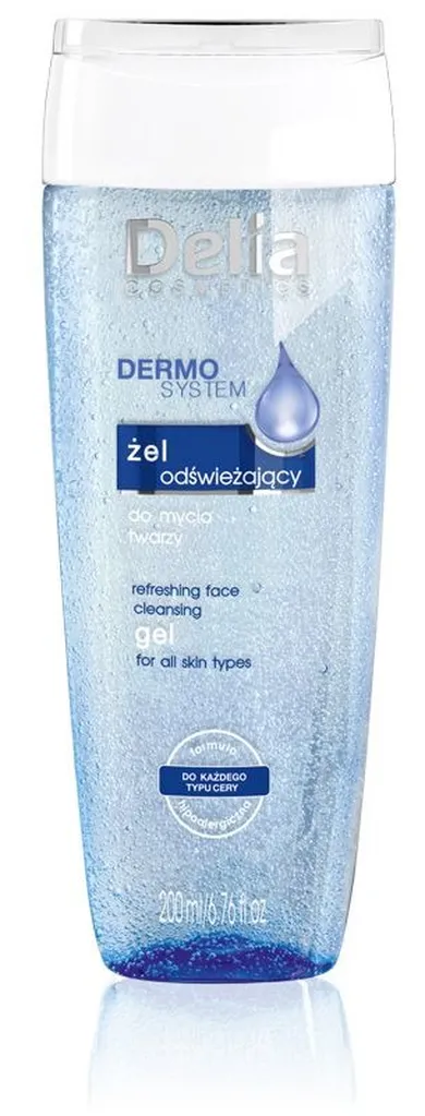 Delia Cosmetics, Dermo System, żel odświeżający do mycia twarzy, 200 ml