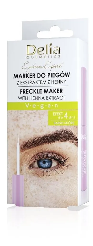 Delia Cosmetics, Eyebrow Expert, marker do piegów z ekstraktem z henny, 4 ml