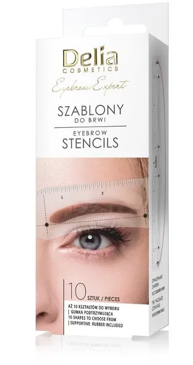 Delia Cosmetics, Eyebrow Expert, szablony do brwi, 10 kształtów