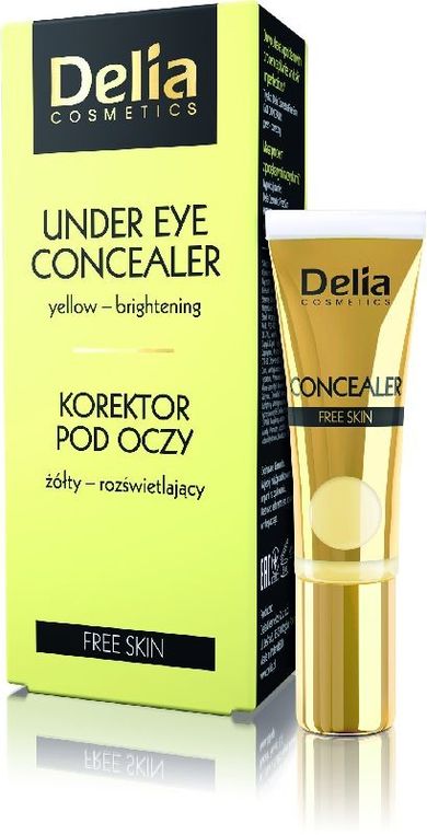 Delia Cosmetics, Free Skin, korektor żółty, rozświetlający pod oczy, 10 ml