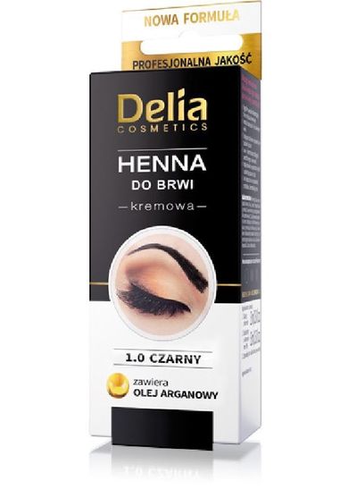 Delia Cosmetics, henna do brwi kremowa nr 1.0 czarna, 1 op.