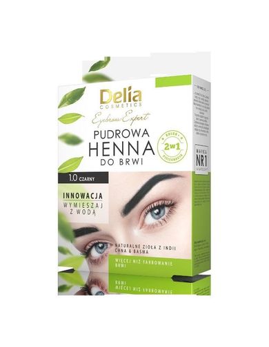 Delia Cosmetics, henna do brwi pudrowa, nr 1.0 czarna
