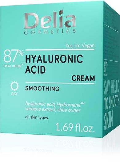 Delia Cosmetics, kwas hialuronowy, krem do twarzy o działaniu wygładzającym, 50 ml