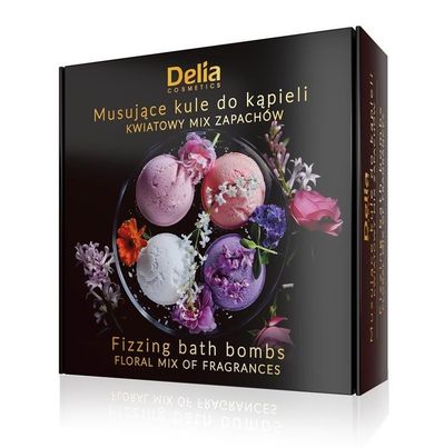 Delia Cosmetics, musujące kule do kąpieli, kwiatowy zapach, 4-100g