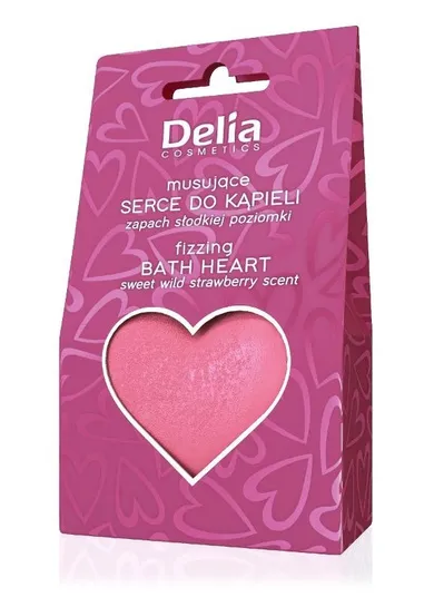 Delia Cosmetics, musujące serce do kąpieli o zapachu słodkiej poziomki, 100g