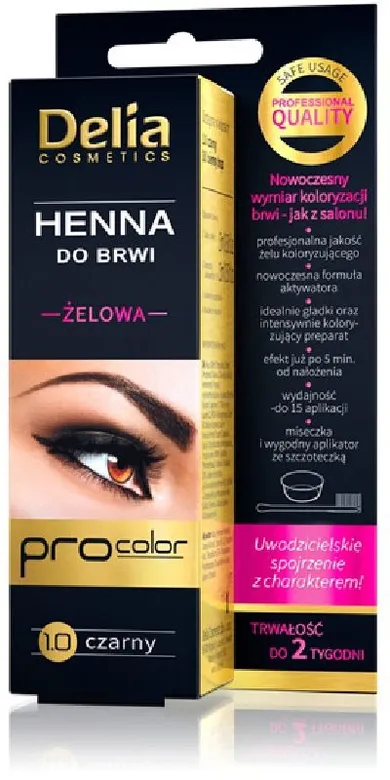 Delia Cosmetics, żelowa henna do brwi, 1.0 czarna