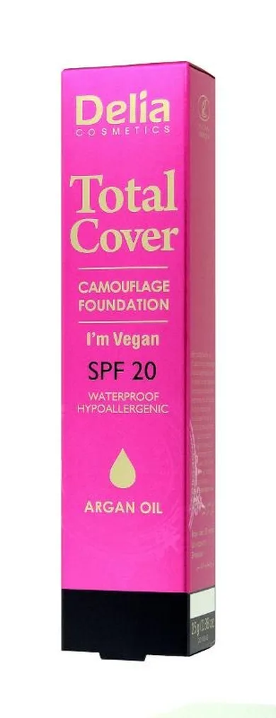 Delia, Total Cover, podkład kryjący, hipoalergiczny, SPF 20, nr 53, 25g